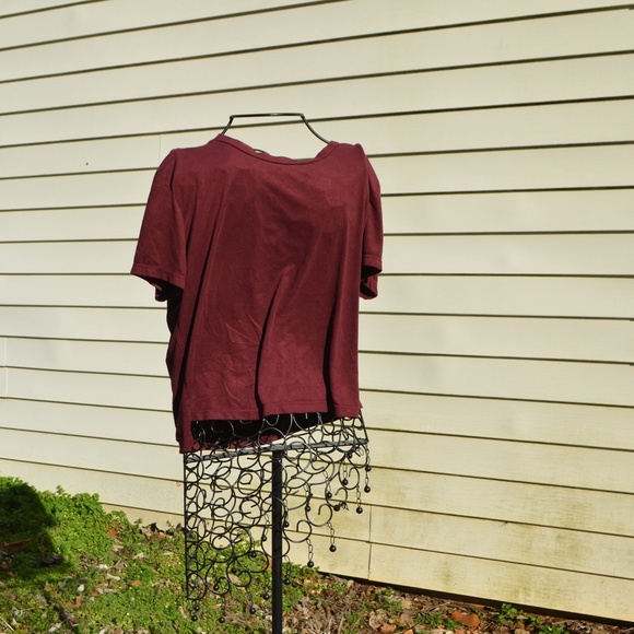 Me to We Tops - ME TO WE SUEDE TSHIRT IN OXBLOOD COLOR